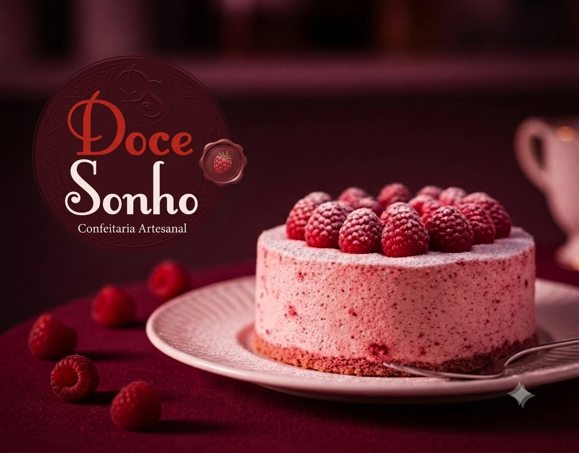 Bolo de frutas vermelhas em destaque na Doce Sonho